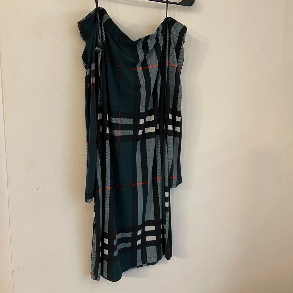 Fashion Nova Green Stripped Off Shoulder Dress